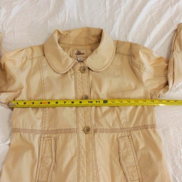 Caslon Spring Jacket BEIGE 3/4 Puff Sleeves Lightweight Nordstroms Jrs. Large - Picture 12 of 13